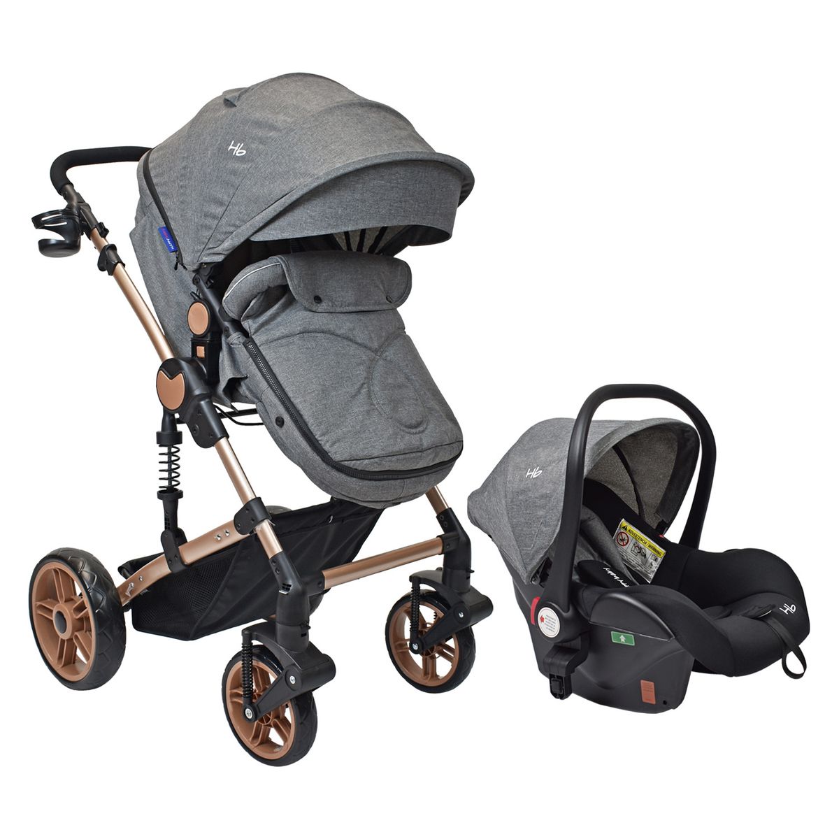 HAPPY BABY - Coche Bebe Travel system Gadi Happy Baby Gris