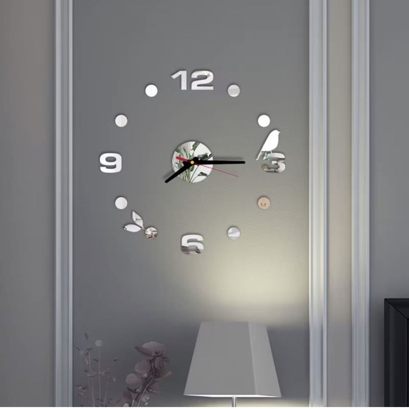 GENERICO - RELOJ DE PARED 3D TAMAÑO 100X100CM CON PENDULO COLOR PLATEADO