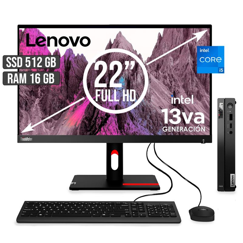 LENOVO - COMPUTADOR LENOVO THINKCENTRE TINY INTEL CORE I5-13420H SSD 512GB RAM 16GB LED22