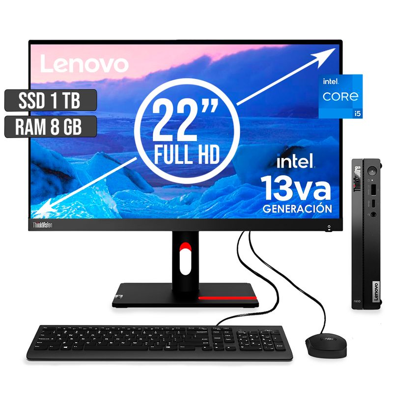 LENOVO - COMPUTADOR LENOVO THINKCENTRE TINY INTEL CORE I5-13420H SSD 1TB RAM 8GB LED22