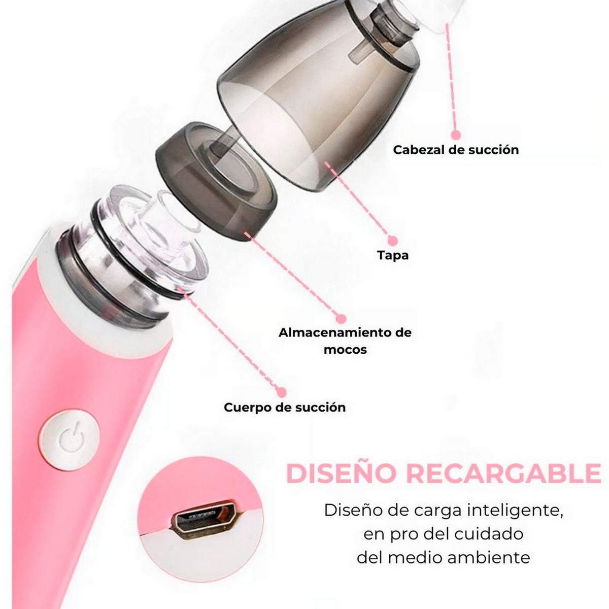GENERICO - Aspirador Nasal Bebes Electrico Sacamocos Extractor Portátil