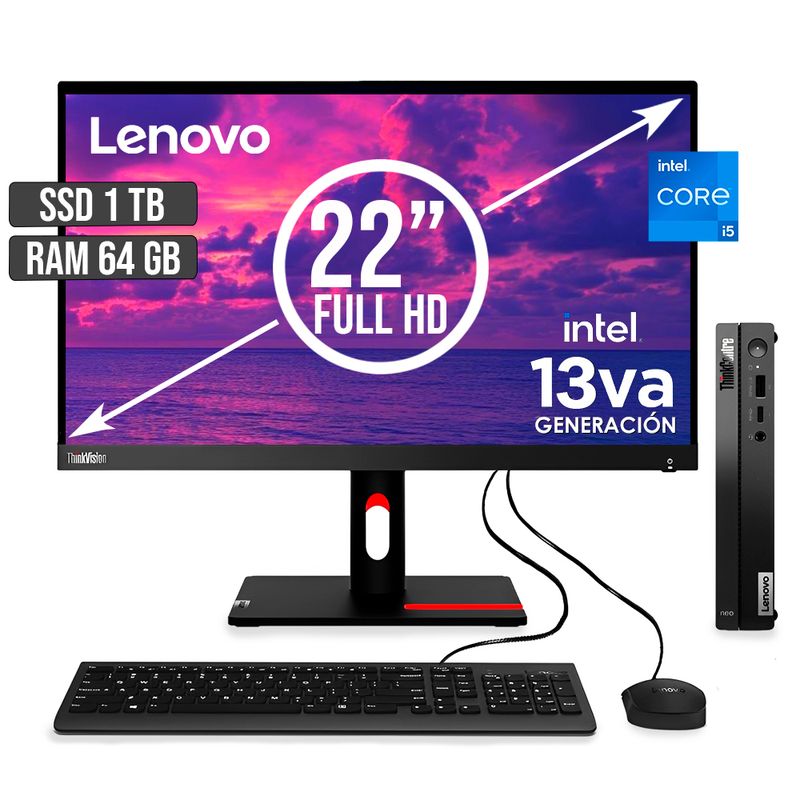 LENOVO - COMPUTADOR LENOVO THINKCENTRE TINY INTEL CORE I5-13420H SSD 1TB RAM 64GB LED22