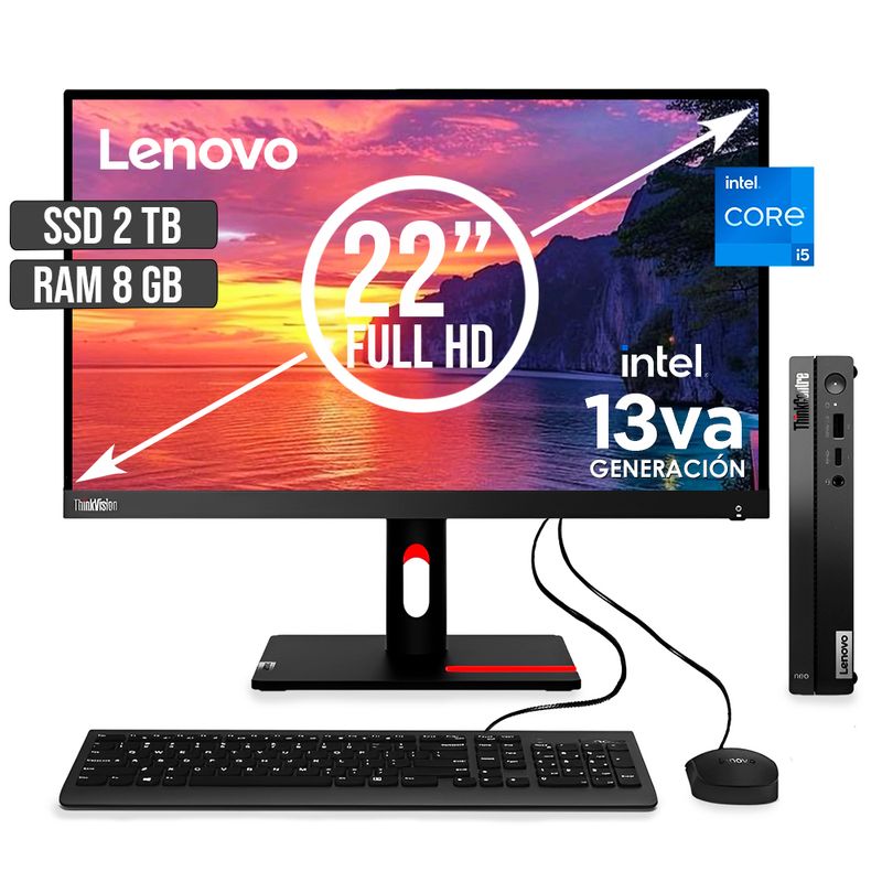 LENOVO - COMPUTADOR LENOVO THINKCENTRE TINY INTEL CORE I5-13420H SSD 2TB RAM 8GB LED22