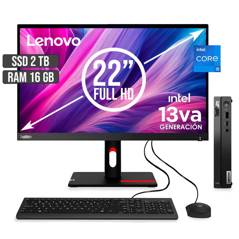 LENOVO - COMPUTADOR LENOVO THINKCENTRE TINY INTEL CORE I5-13420H SSD 2TB RAM 16GB LED22