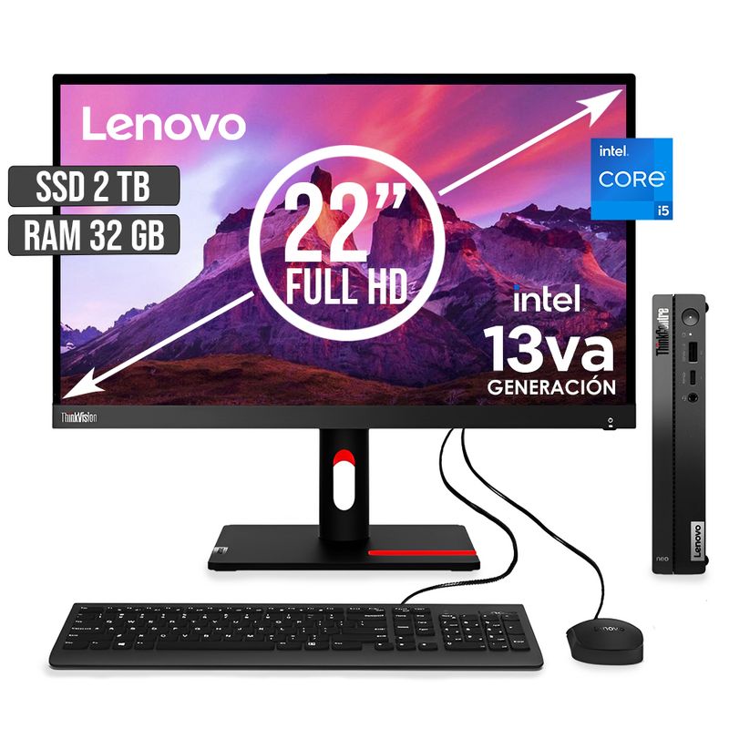 LENOVO - COMPUTADOR LENOVO THINKCENTRE TINY INTEL CORE I5-13420H SSD 2TB RAM 32GB LED22
