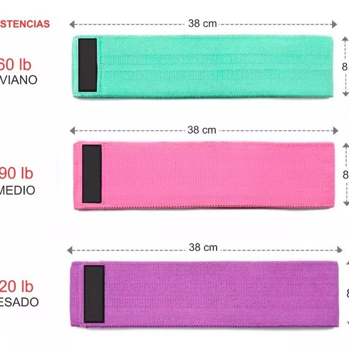 DAYOSHOP - Bandas Elásticas En Tela X3 Resistencias Alta Calidad Fitnes