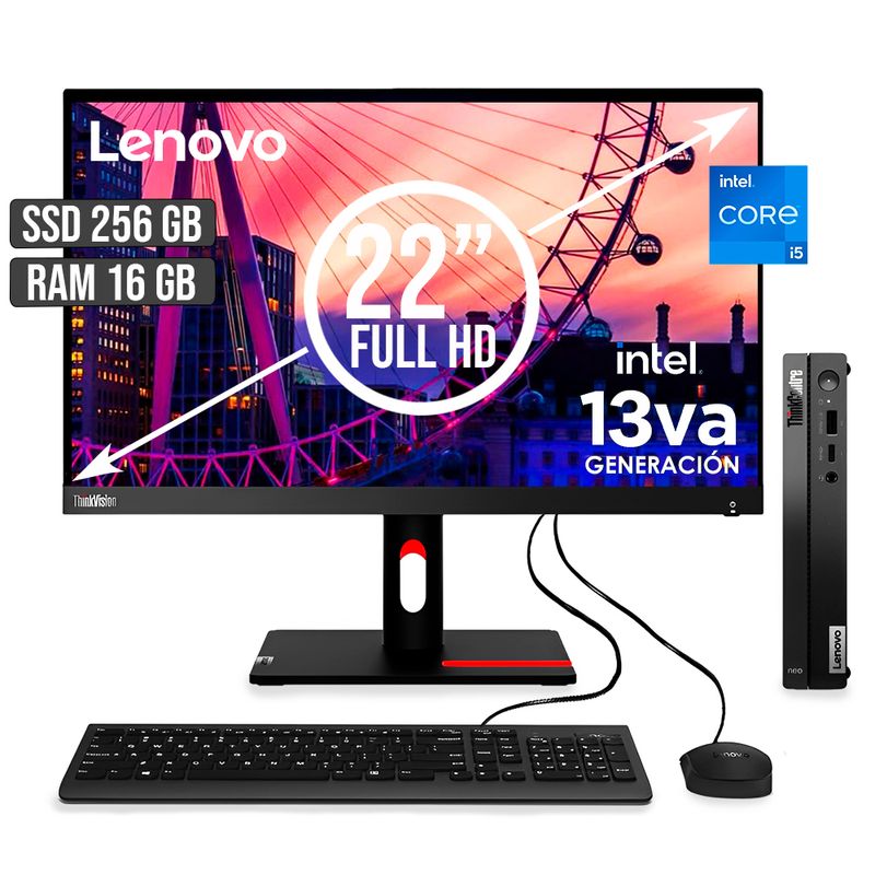 LENOVO - COMPUTADOR LENOVO THINKCENTRE TINY INTEL CORE I5-13420H SSD 256GB RAM 16GB LED22