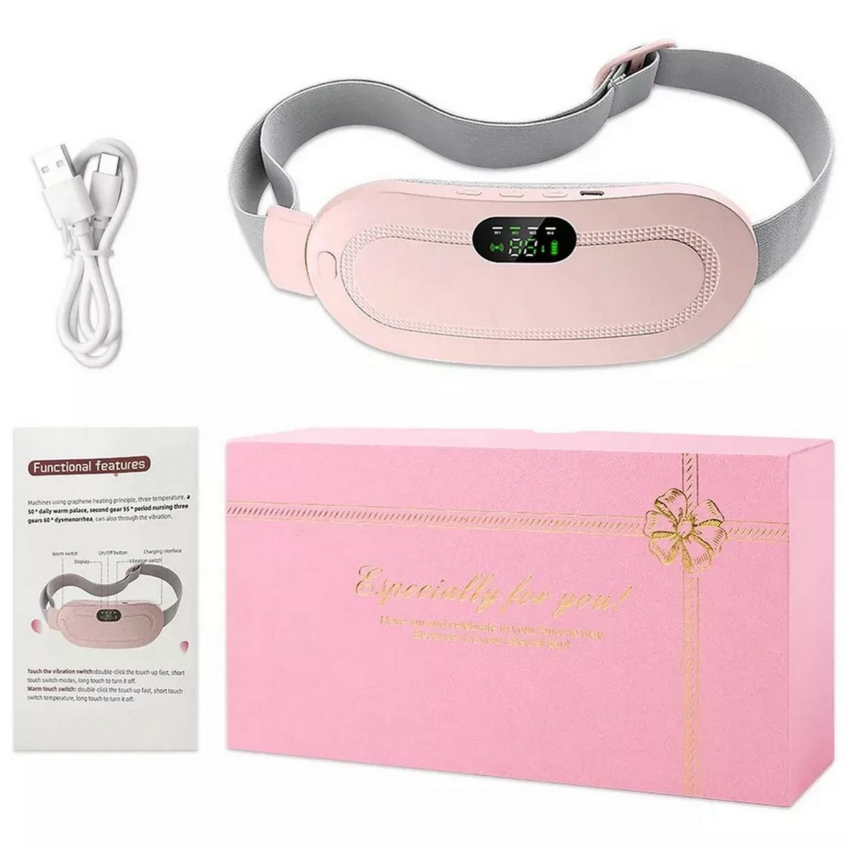 DAYOSHOP - Cinturón Almohadilla Recargable Alivia Cólicos Menstruales