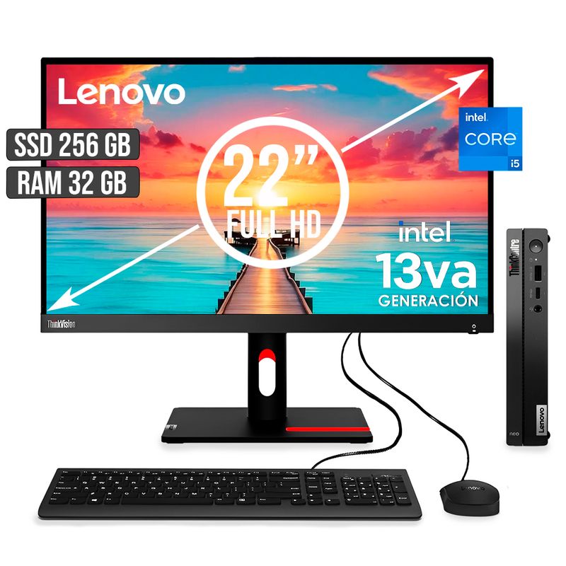 LENOVO - COMPUTADOR LENOVO THINKCENTRE TINY INTEL CORE I5-13420H SSD 256GB RAM 32GB LED22