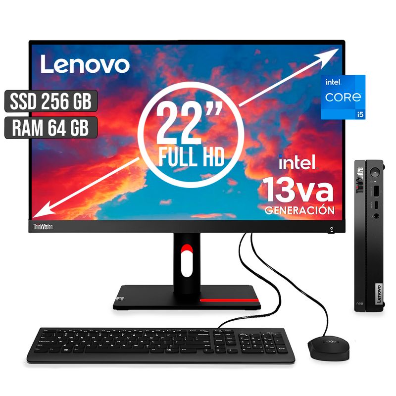 LENOVO - COMPUTADOR LENOVO THINKCENTRE TINY INTEL CORE I5-13420H SSD 256GB RAM 64GB LED22