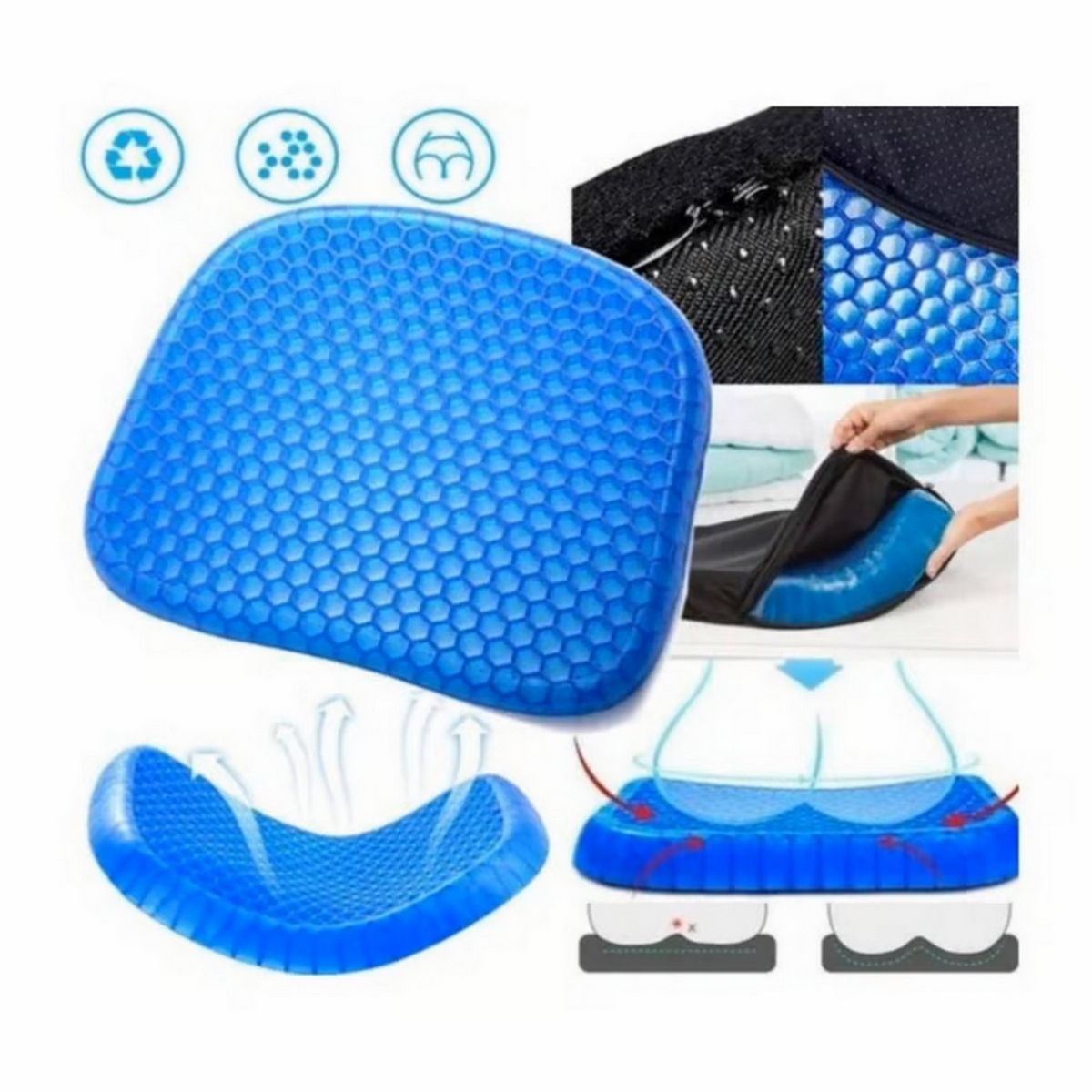 DAYOSHOP - Asiento Cojín De Gel Ortopédico Con Funda Para Silla