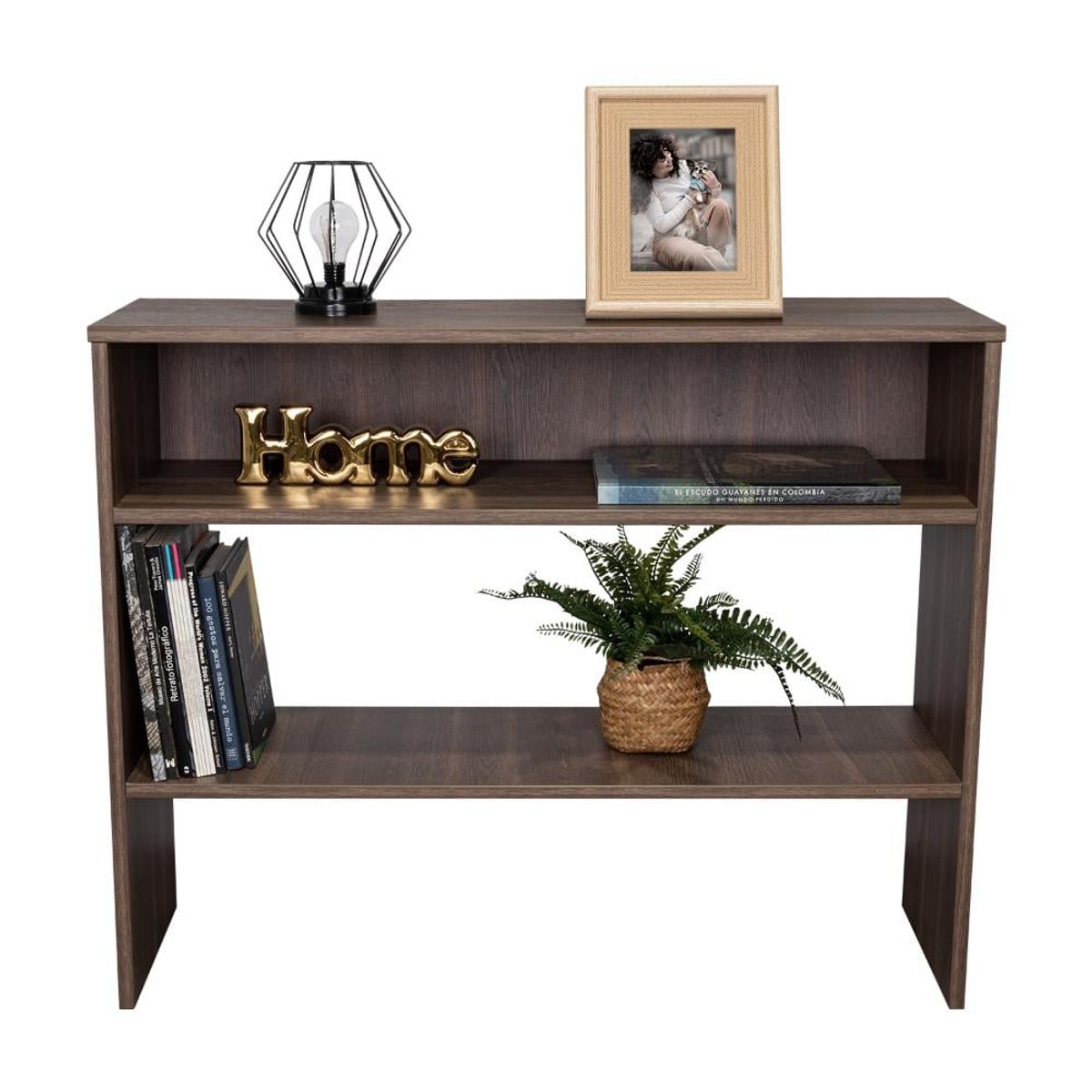 RTA DESIGN - Mesa Auxiliar Ascher Chocolate con Dos Entrepaños