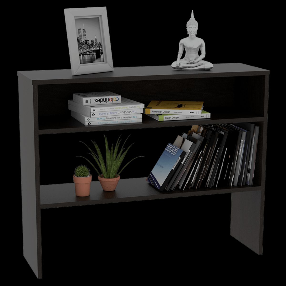 RTA DESIGN - Mesa Auxiliar Ascher Wengue con Dos Entrepaños