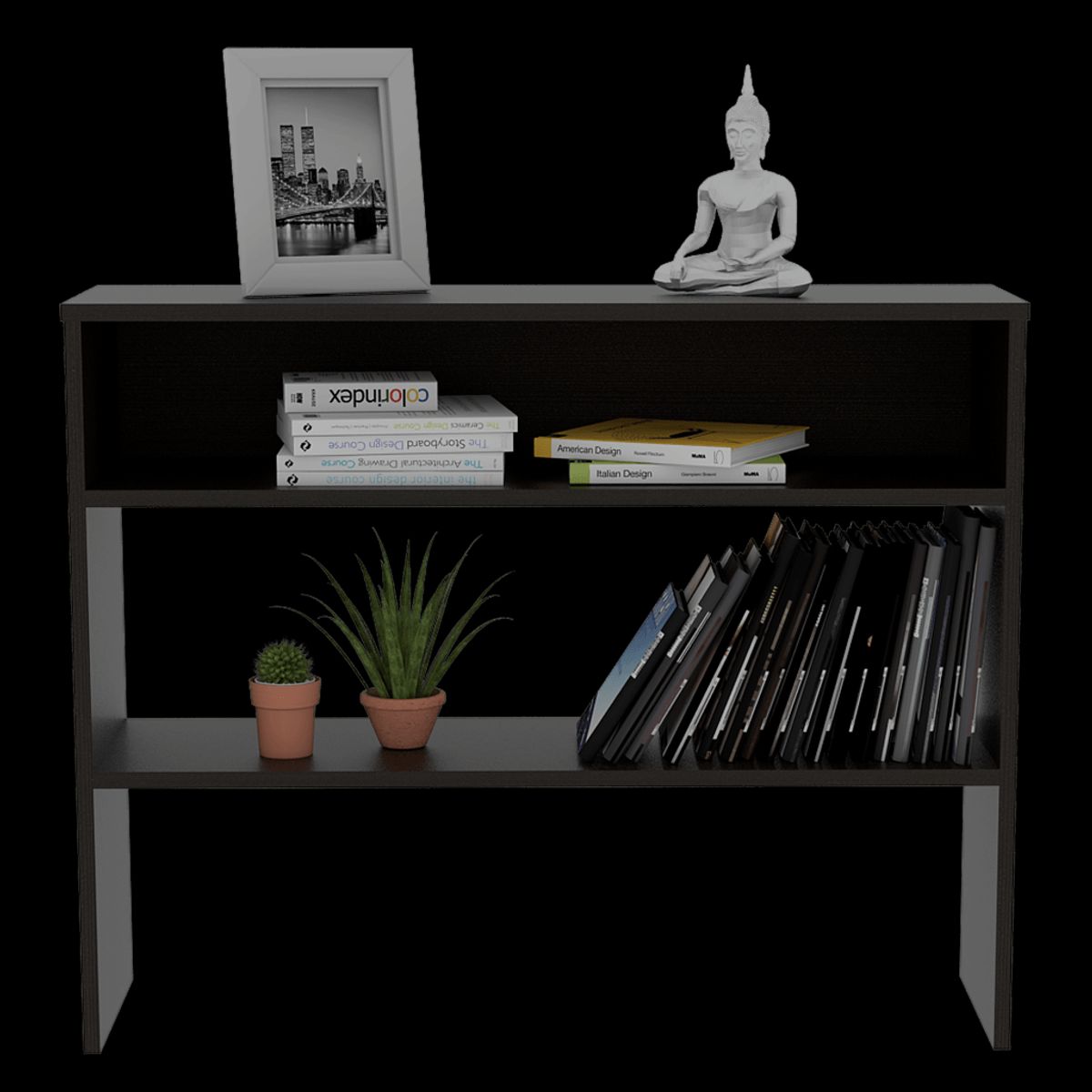 RTA DESIGN - Mesa Auxiliar Ascher Wengue con Dos Entrepaños