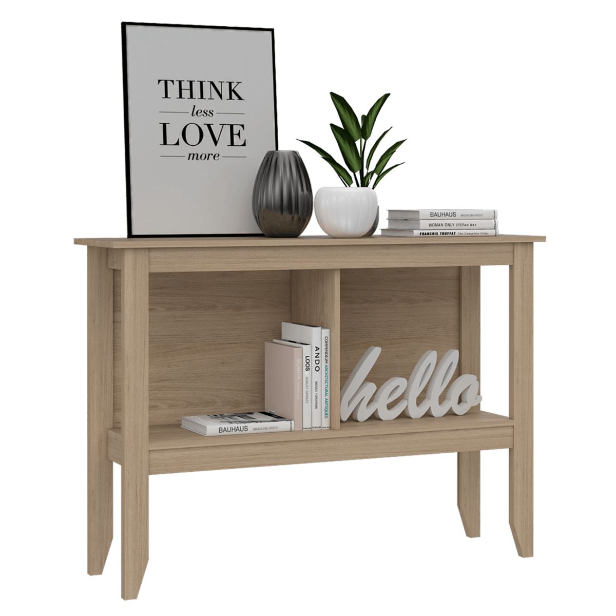 RTA DESIGN - Mesa Auxiliar Sarume Beige con Entrepaño Doble y Amplia Superficie ZF