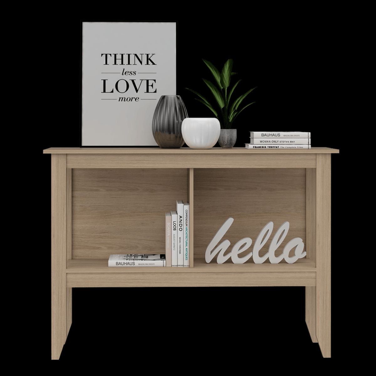 RTA DESIGN - Mesa Auxiliar Sarume Beige con Entrepaño Doble y Amplia Superficie ZF