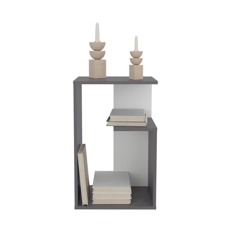 RTA DESIGN - Mesa Auxiliar Evert Piedra y Blanco Duqueza con diseño moderno y espacio para ubicar objetos ZF