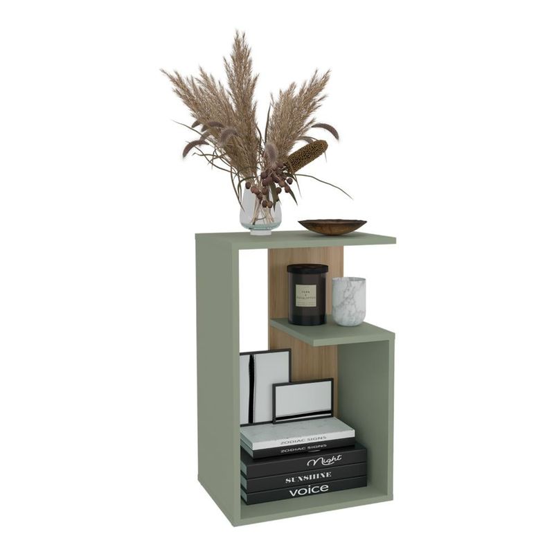 RTA DESIGN - Mesa Auxiliar Evert Agave y Fresno con diseño moderno y espacio para ubicar objetos
