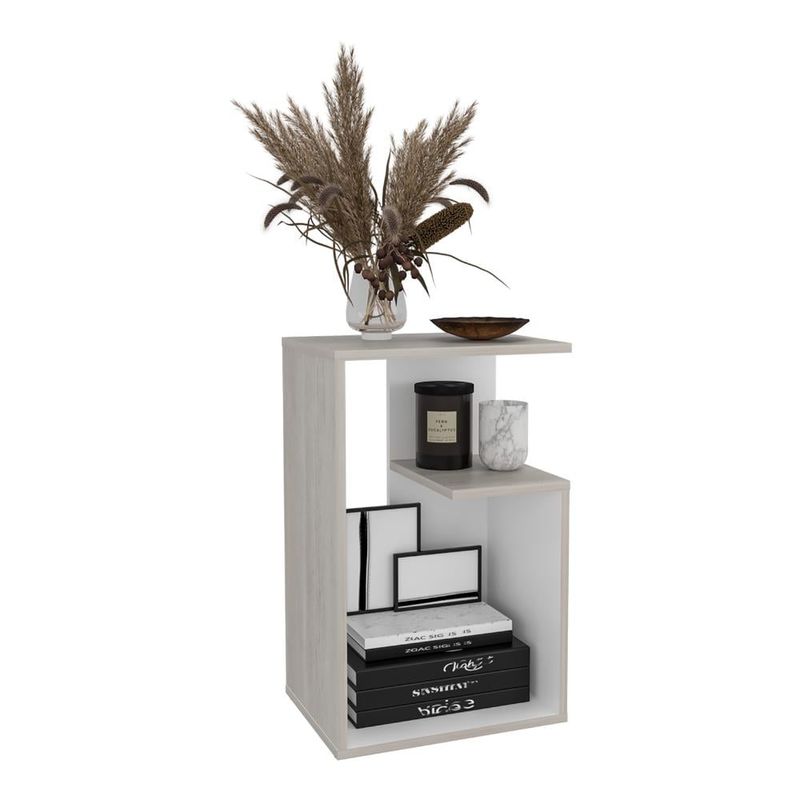 RTA DESIGN - Mesa Auxiliar Evert Tivoli y Blanco Duqueza con diseño moderno y espacio para ubicar objetos