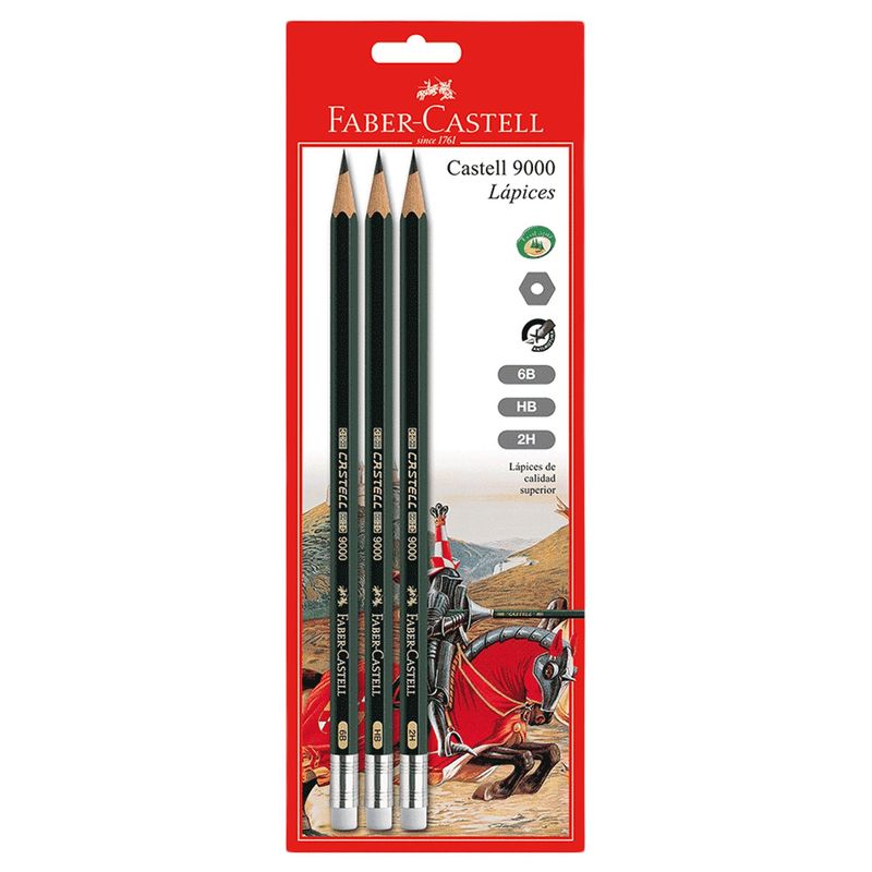 FABER-CASTELL - Lápiz X 3 Unidades Blíster 6B-HB-2H Faber Castell