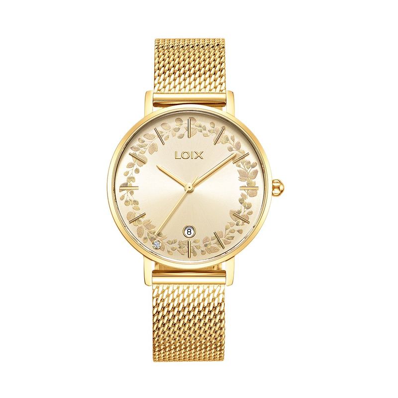 LOIX - Reloj mujer L1291-3 Dorado con tablero dorado