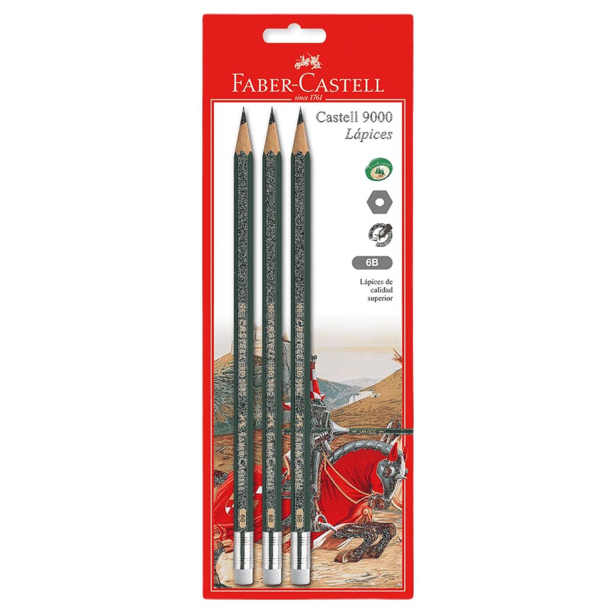 FABER-CASTELL - Lápiz 6B X 3 Unidades Blíster Faber Castell