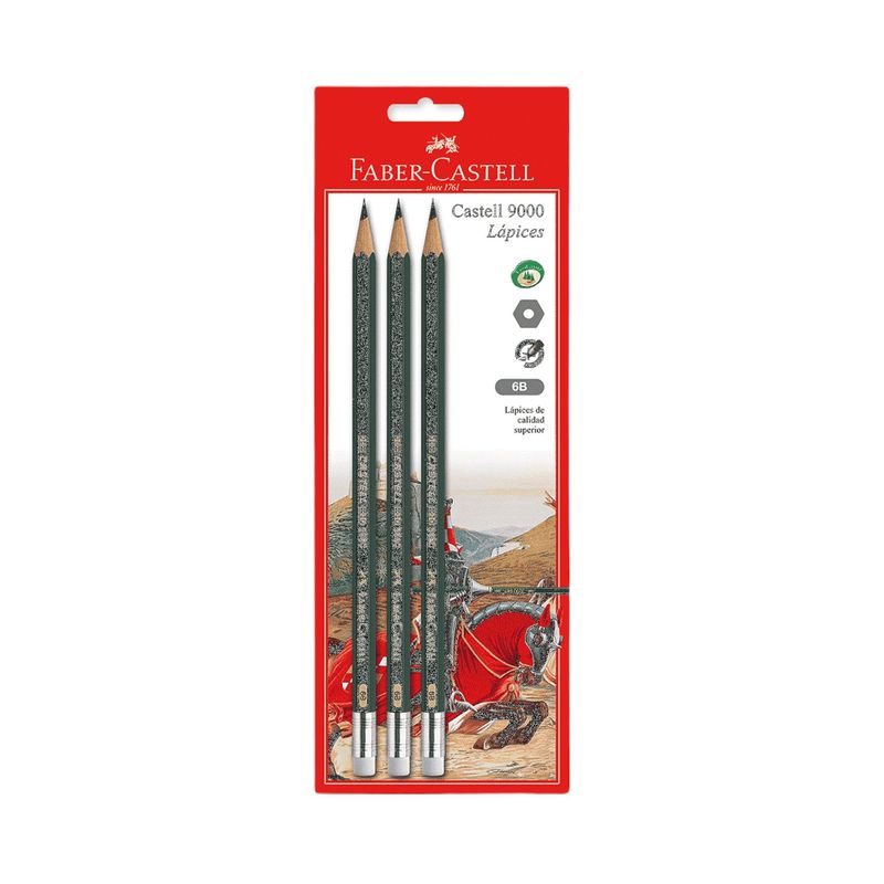 FABER-CASTELL - Lápiz 6B X 3 Unidades Blíster Faber Castell