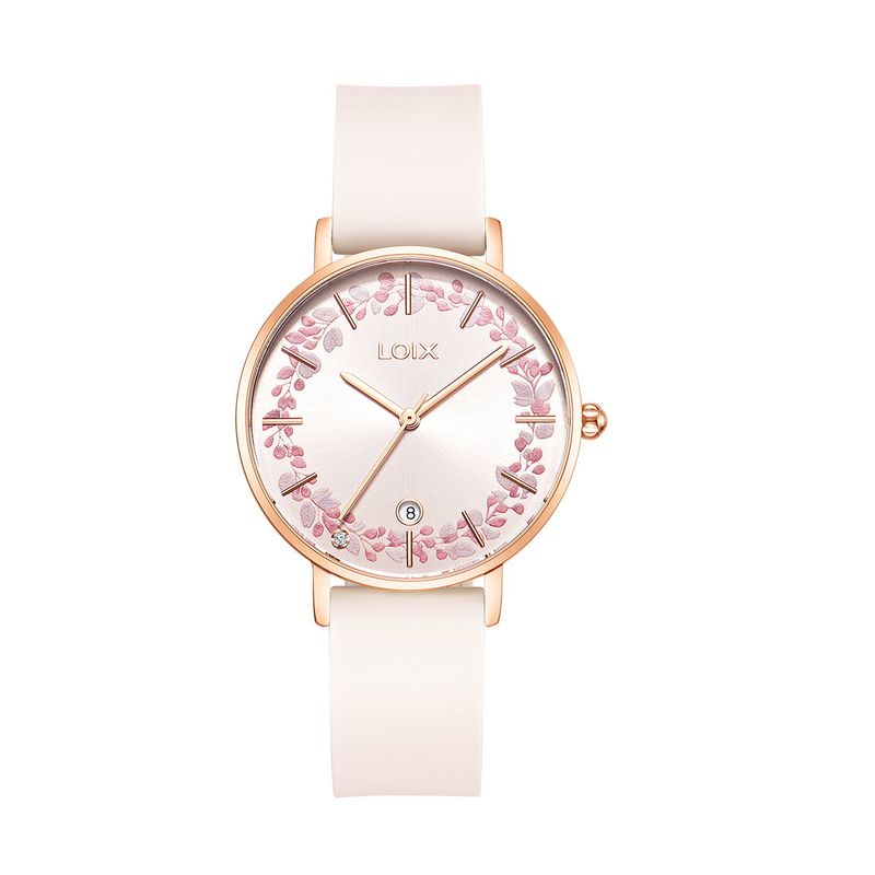 LOIX - Reloj mujer L1292-5 Beige con oro rosa tablero beige