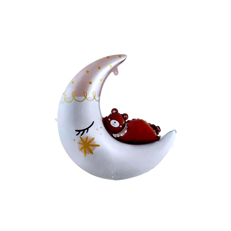 GENERICO - Globos Metalizados Luna Oso Baby Shower Revelacion Fiesta X5