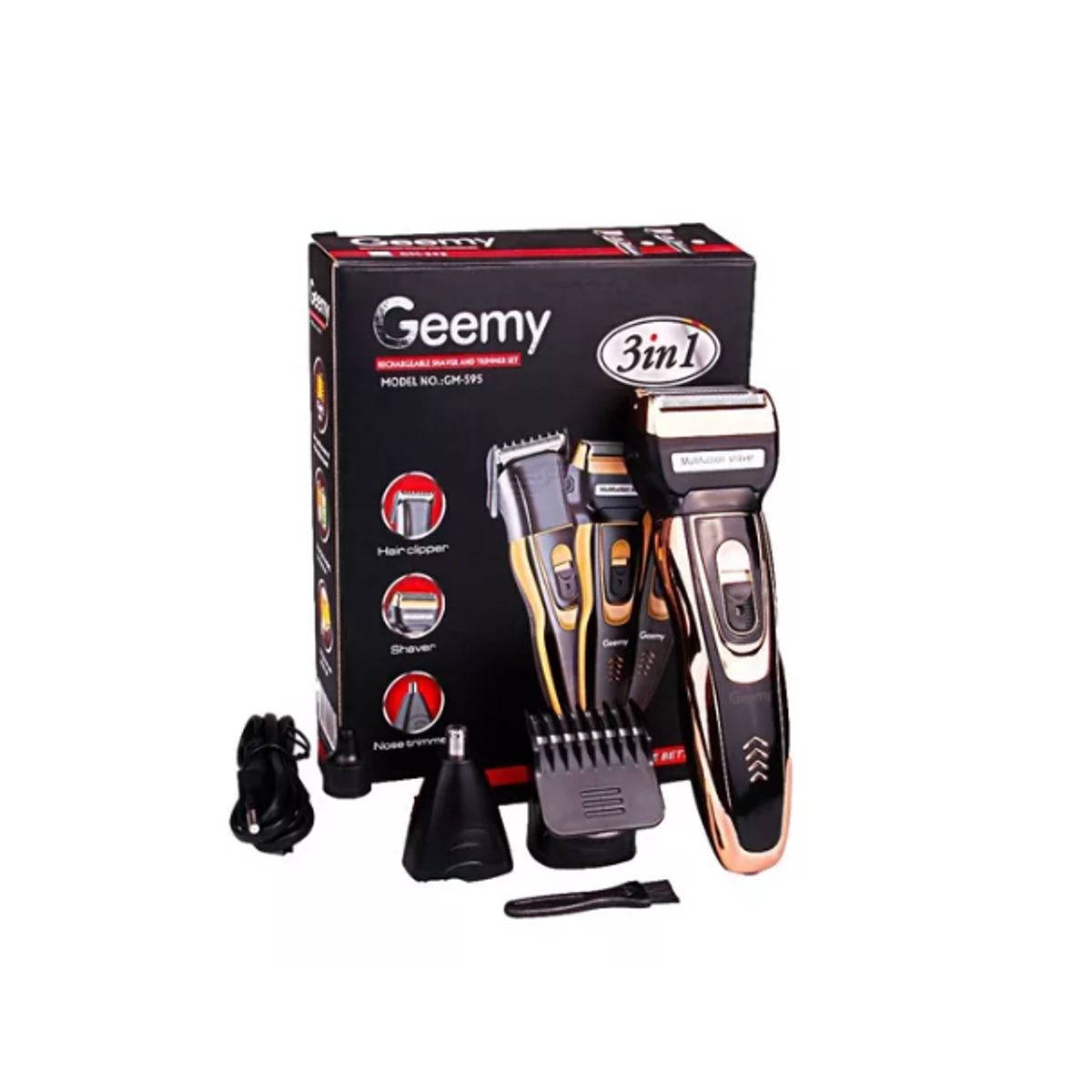GEMEI GEEMY - GEEMY  Máquina De Afeitar 3 En 1 Geemy GM-595 Intercambiable