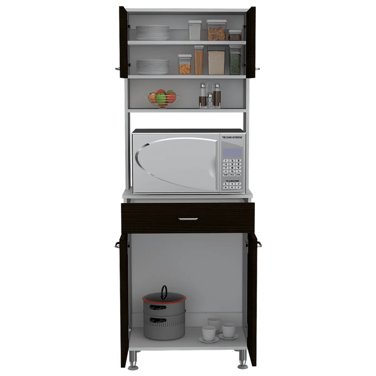 RTA DESIGN - Alacena Huzy Blanco y Wengue con Amplia Capacidad de Almacenamiento