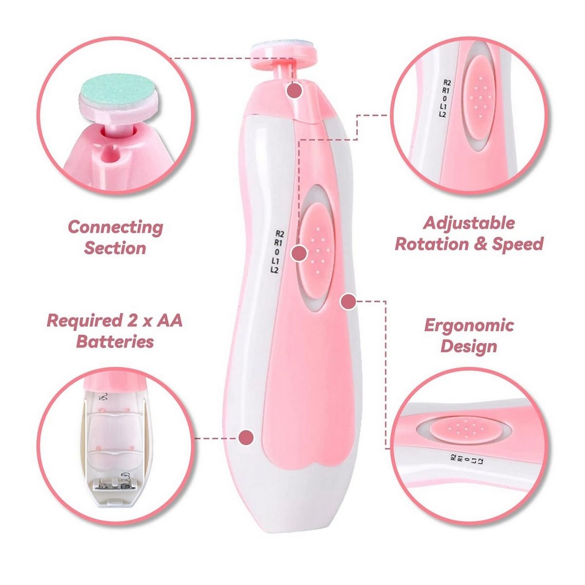 DAYOSHOP - Lima De Uñas Bebe Infantil Eléctrico Unisex + Baterias