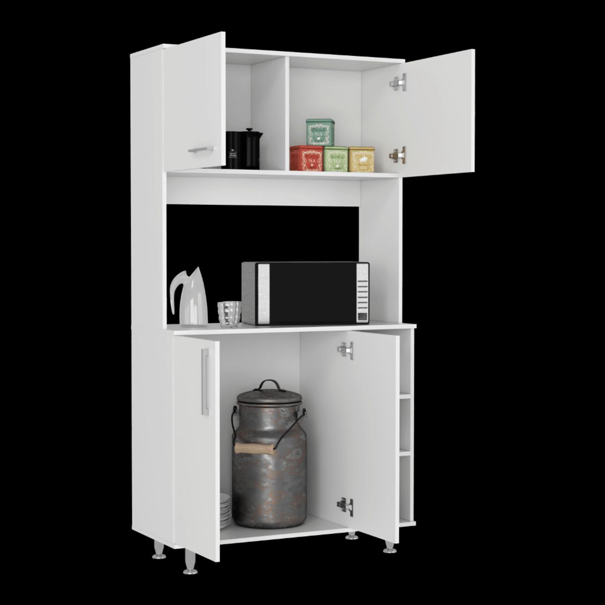 RTA DESIGN - Alacena Everton Blanco con Cuatro Puertas y Patas de Acero