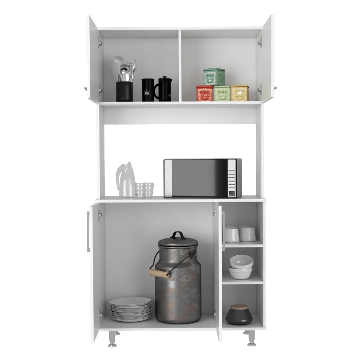 RTA DESIGN - Alacena Everton Blanco con Cuatro Puertas y Patas de Acero