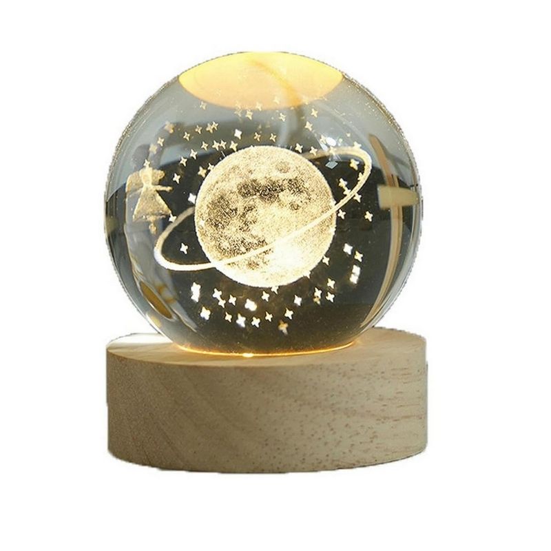 DAYOSHOP - Lampara De Cristal Bola 3d Planeta Estrellas Niña Cosmos