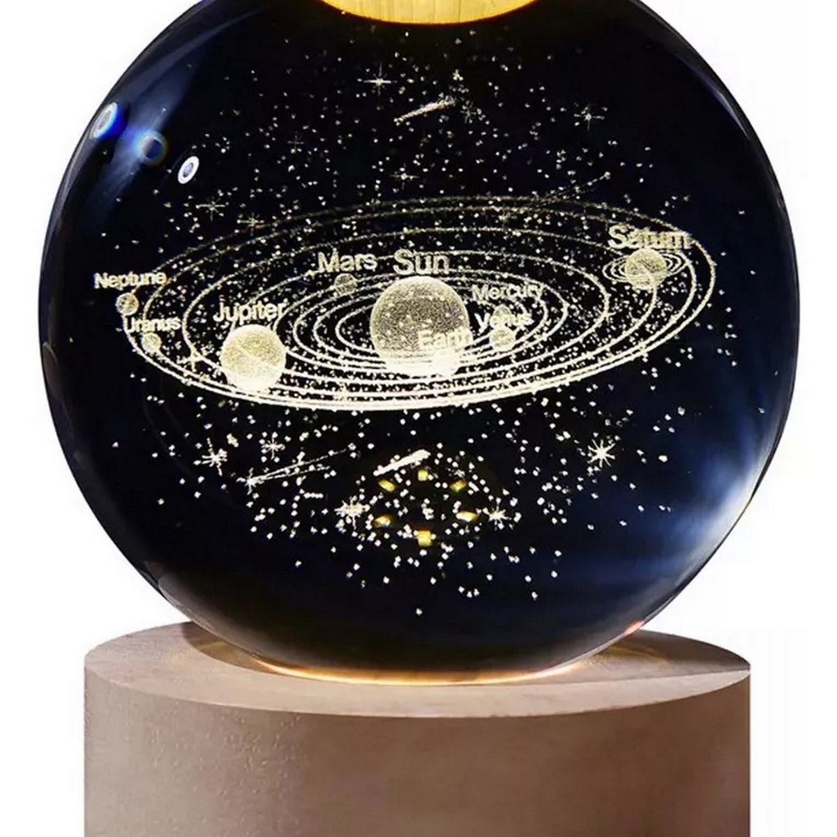 DAYOSHOP - Lampara De Cristal Bola 3d Sistema Solar Planetas Cosmos