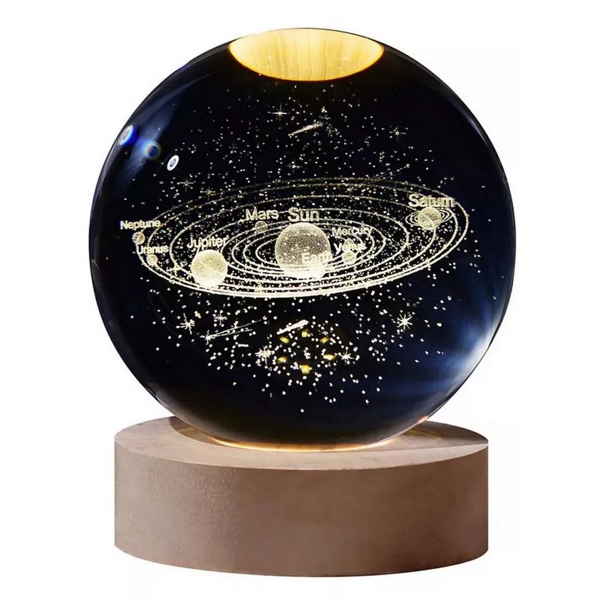 DAYOSHOP - Lampara De Cristal Bola 3d Sistema Solar Planetas Cosmos