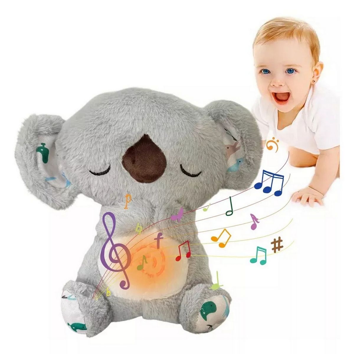 DAYOSHOP - Koala Nutria Peluche Que Respira Sonido Luz Unisex + Bateria