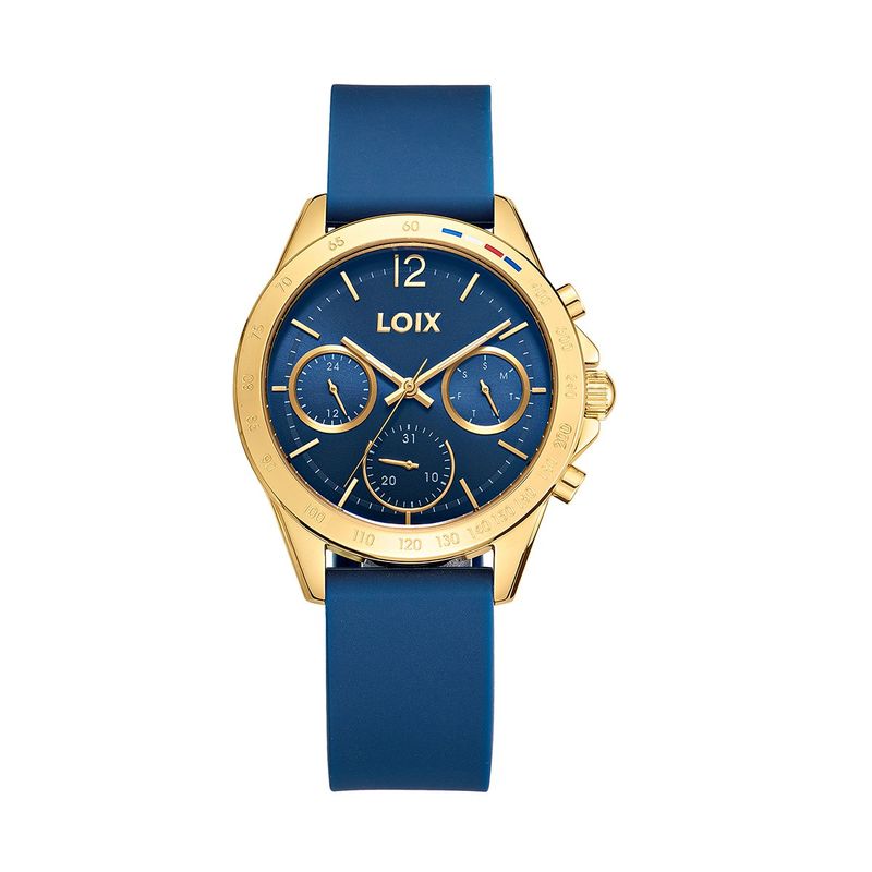 LOIX - Reloj mujer LA1128-1 Azul con dorado tablero azul