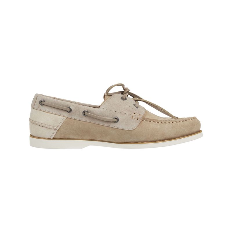 TOMMY HILFIGER - Náuticos beige de ante con logo Tommy Hilfiger