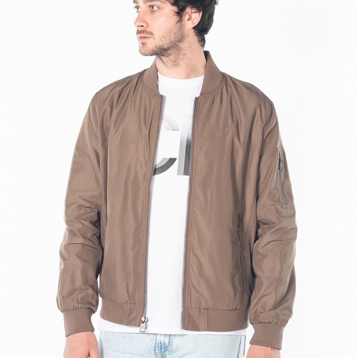 CALVIN KLEIN - Chaqueta Café Con Cremallera Para Hombre Calvin Klein