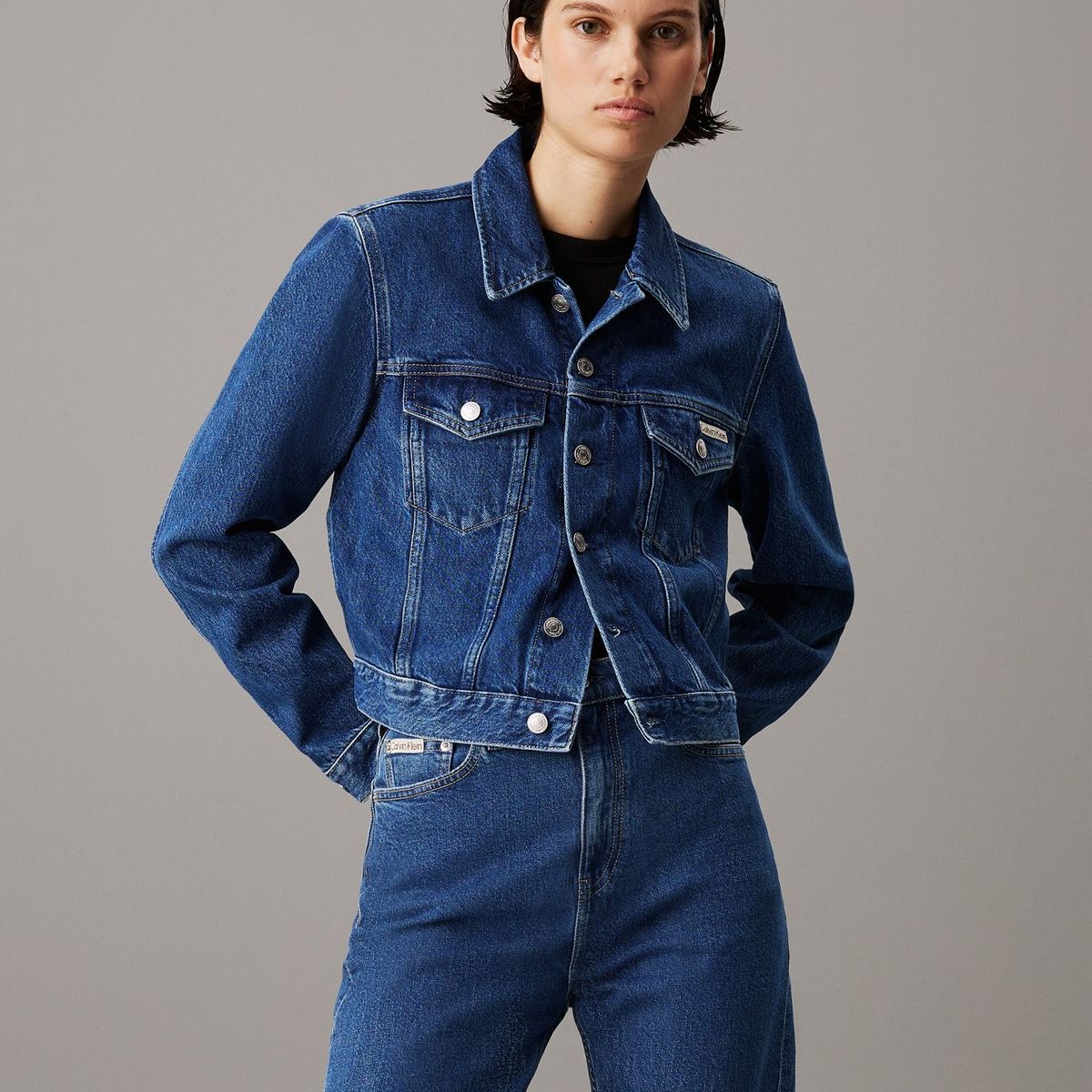 CALVIN KLEIN - Chaqueta azul denim cropped de los años 90 Calvin Klein