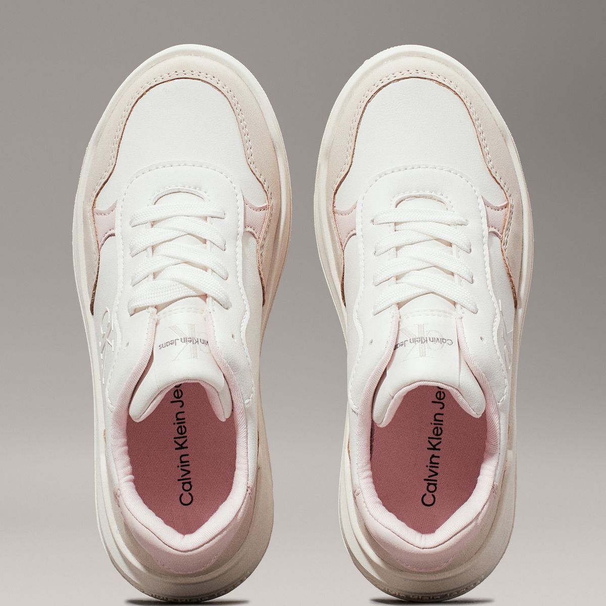 CALVIN KLEIN - Tenis beige con cordones para niñas Calvin Klein