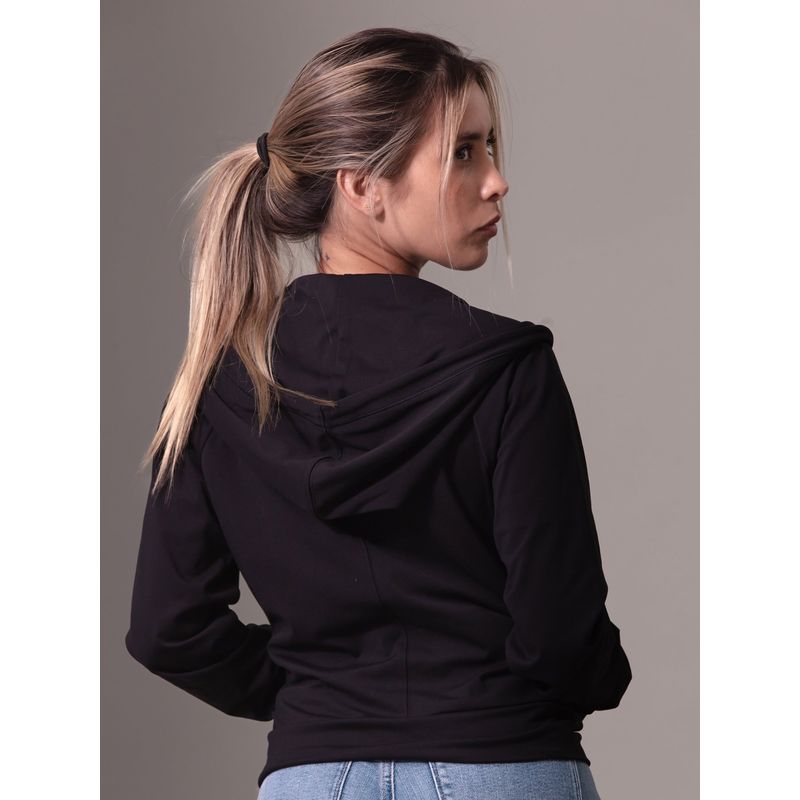 CALVIN KLEIN - Buzo negro deportivo con capota suave y elástica Calvin Klein