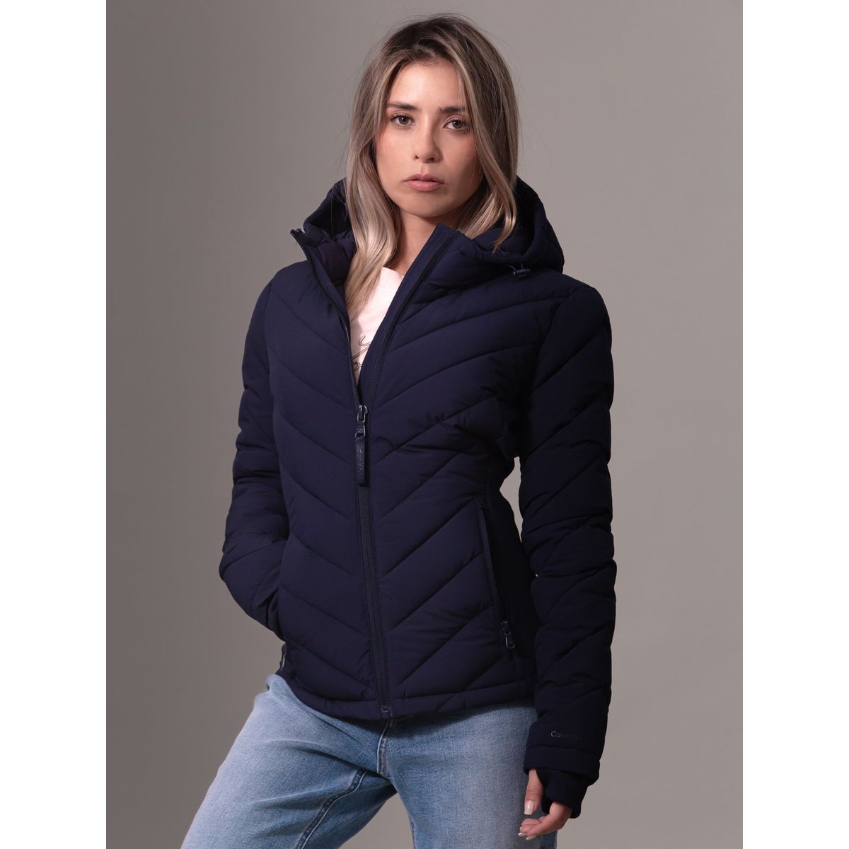 CALVIN KLEIN - Rompe azul viento plegable con estiramiento Calvin Klein