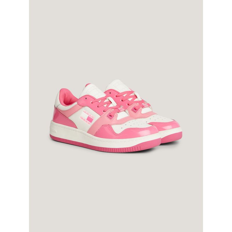TOMMY HILFIGER - Tenis rosa de baloncesto retro de charol Tommy Hilfiger