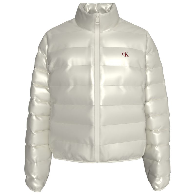 CALVIN KLEIN - Chaqueta blanca acolchada de plumón con brillo ultraligero Calvin Klein