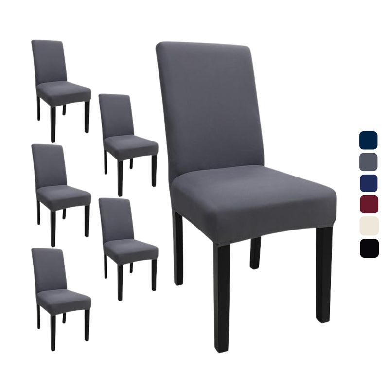 KARYTEX - Funda Protector Silla Comedor Elástico Completo Gris x6 Puestos