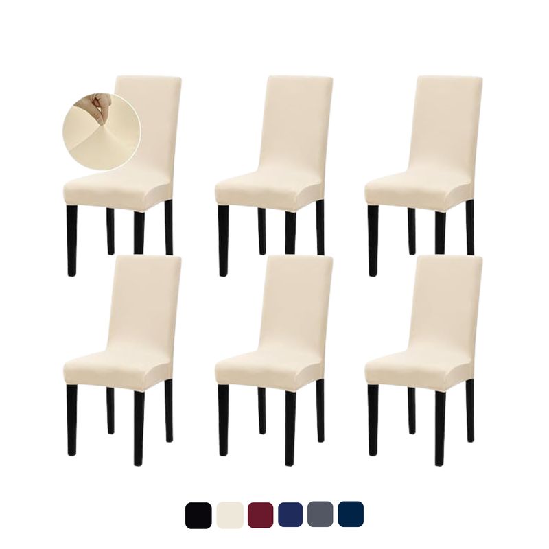 KARYTEX - Funda Protector Silla Comedor Elástico Completo Marfil x6 Puestos