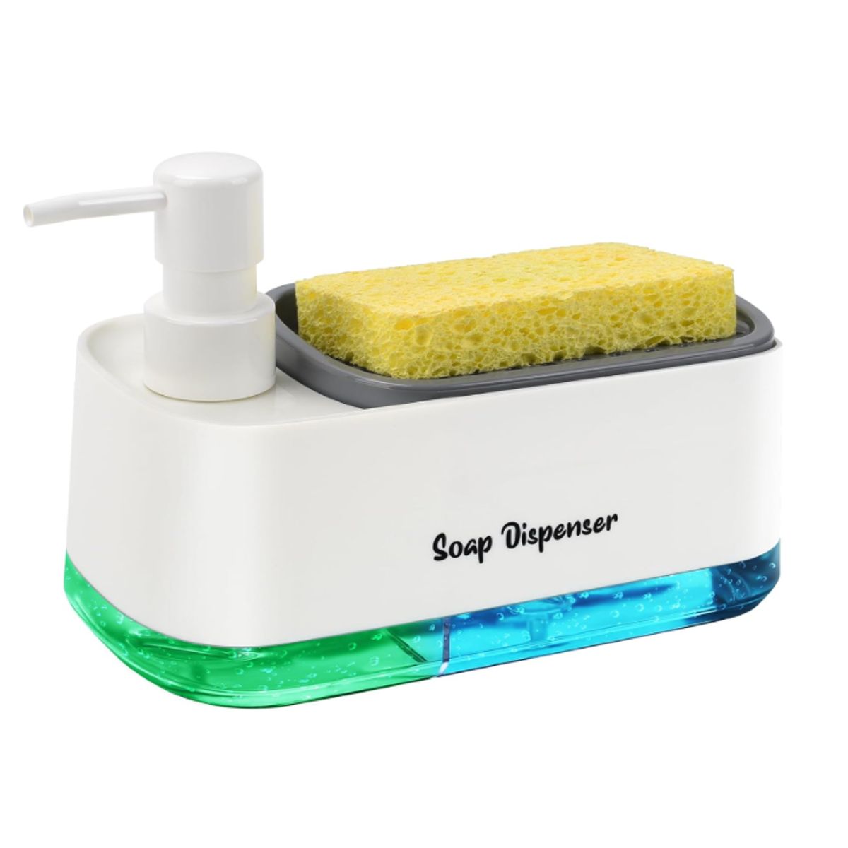 SOAP MAGIC - Dispensador de Jabón Líquido Lavaloza con Esponja Doble
